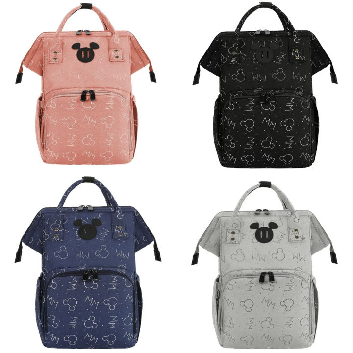 Disney Mickey New Diaper Bag Backpack Cartoon Fashion Pregnant Women's Bag Large Capacity Multi functional USB Baby Diaper Bag