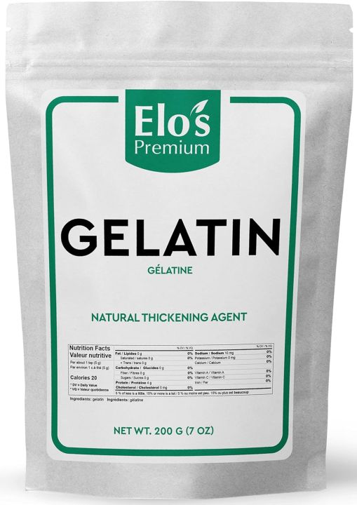 Gelatin (200g) by Elo’s Premium |100% All-Natural Food Grade Powder Unflavored Thickener| Packaged In Canada| Used As Thickener, Stabilizer, Texturiser|...