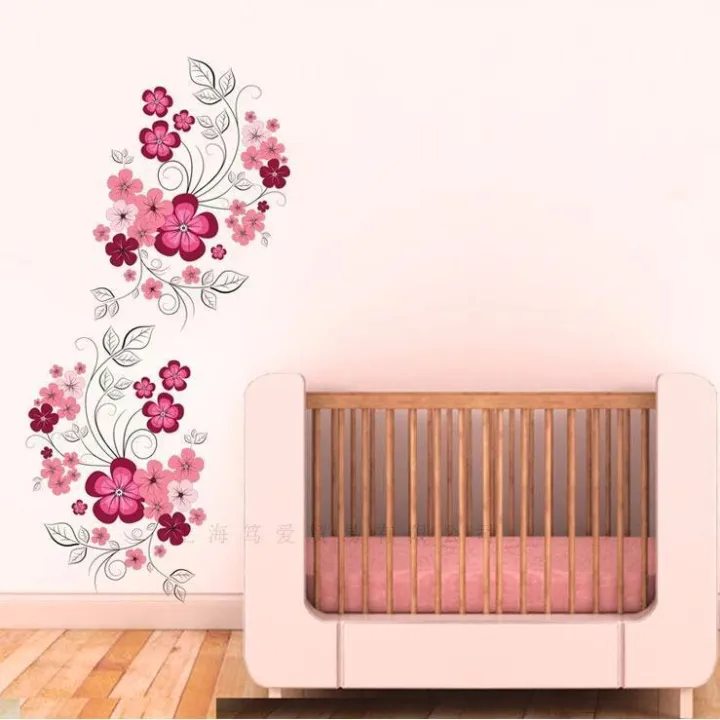 Pink%20Flower%20Vines%20Wall%20Sticker%20Floral%20PVC%20Wall%20Decor%20Removeable%20Wall%20Art%20Mural%20For%20Home%20Decor%20Water%20Proof%20Wall%20Paper%20-%20Image%204