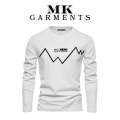 MK Garments - T Shirt Men Autumn Men Long Sleeve T-shirt Stripe Shirt New Tshirt T Shirts O-Neck Casual White Black. 