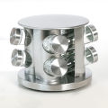 Revolving Spice Tower | Round Spice Rack | Set of 8 Spice Jars | Seasoning Storage Organization | Stainless Steel. 
