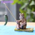 Amamia Figure Sculpture Anti-fade Miniature Fishing Man Statue Scene Layout Prop. 