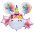 Unicorn 5 Pcs. Foil Balloons Set For Unicorn Birthday Theme & Birthday Decoration With Unicorn Foil Balloons Set For Girl Birthday Decoration. 