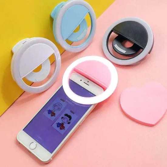 Selfie mobile ring light-Portable Mini Selfie LED Lamp Ring Light for Mobile Phones – Rechargeable Ring Light with Charging Cable For Tik Tok and Photography - Brightness Adjustment Selfie Light With LED Camera Photography Flash Light for Smart phones