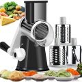 Tabletop Drum Grater Rotating Manual Vegetable Slicer Machine 3 Blades | Vegetable Cutter & Onion / Fruit Slicer | All in One Chopper for Household Kitchen Cheese Grater. 
