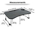 Wooden Laptop Table – Study Table – Wooden Table – Portable Foldable Bed Table for Laptop, Study & Gaming | Multi-Purpose Computer Desk with Tablet & Cup Holder | Ergonomic Folding Desk for Bed, Sofa & Floor | Home Office & Student Use. 