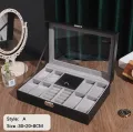 8 Grids Watch Box PU Leather Watch Case Holder with Jewelry Organizer and Mirror Inside Soft Cushion Cream Color Watch, Jewelry and Rings Organizer. 