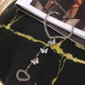Fashion Heart Pendant Chain Bracelet -Link Connected Gold Metal Wide Finger Ring Bracelets -Women Link Hand Harness Jewelry. 