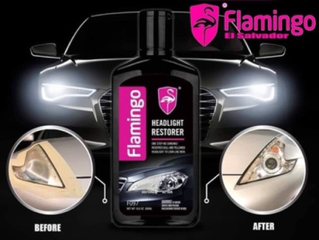 Headlight Cleaner Restorer Headlamp Polish Light Cleaner Lamp Lens Brightener Headlight Restoration Kit Flamingo 300 ML