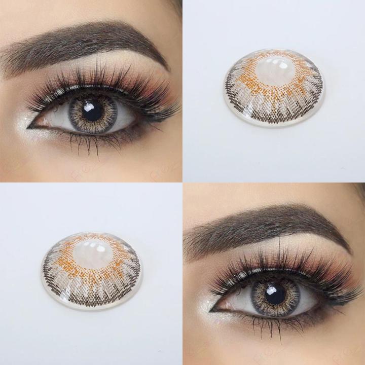 vColor lens 3-Tone Grey Color Eye Contact Lenses With Container + free water kit / disposable lenses / lense, eye lense / color lense / eye lenses for girls