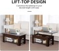 Creative Home Collection Lift Top Coffee Table with Hidden Compartment and Storage Shelf, Rising Tabletop Dining Table for Living Room Reception in Ready to Assemble Form. 