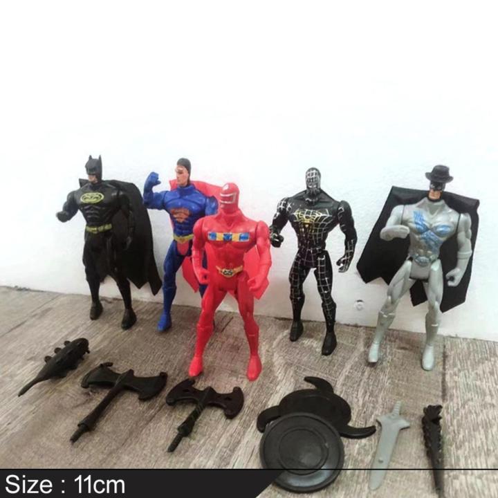 5 Pcs Set - Marvel Avengers and DC Superhero Action Figures Toys For Kids and Boys - Size 11cm