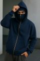 Ninja Zip-Up Hoodie with Built-In Face Cover – Helmet Compatible Riding Hoodie for Men | Winter Streetwear & Bike Protection | Black Grey Navy | S-XXL. 
