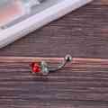 Steel Cherry Belly Navel Bar Button Ring Piercing. 