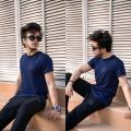 MZ Logo Stylish Printed T-shirt & Trouser Tracksuit For Men. ( Single Jersey Navy T-Shirt & Terry Black Trouser ). 