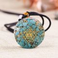 Orgonite Energy Crystal Pendant Sacred Sri Yantra Orgonite Chakra Necklace Handcraft Pendant Wealth Brings Good Luck. 