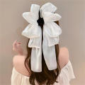 Half Tied Hair Bow Shark Clip Headband Mesh Hair Accessory Grab Clip Hair Ornament Bow Tie Headpiece. 