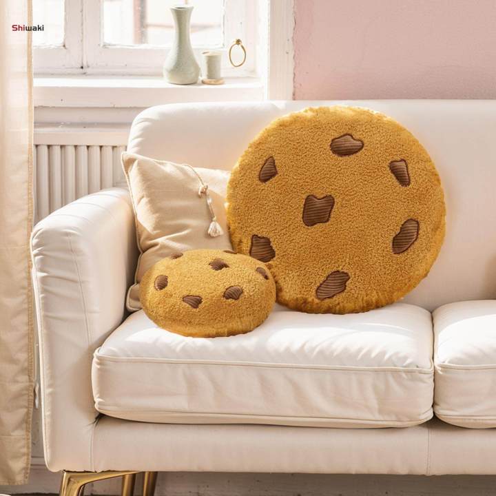 Chocolate Chip Cookies Pillow Tatami Cushion for Cafe Balcony Indoor Outdoor Diameter 10cm