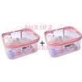PACK OF 2 Multi Purpose Cosmetic PVC Plastic Bag Organizer Storage Jewellery Vanity Box Makeup Kit (Transparent) (2piec). 