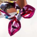 Soft Squares Decorative Head Scarf Multicolor Stripe Print Kerchief Neck Wrap. 