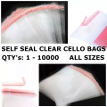 Pack of 100 Cellophane Cello Bags Display Garment Self Seal Adhesive Peel Self seal with 2 inch flap. 