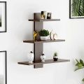 Wooden Wall Shelves for Living Room | for Home Decor Items | Floating Book Rack for Study Room, Office, Kitchen 3Tiers | Size- Standard | Colour- Brown. 