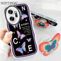 Hontinga for Infinix Zero 20 Back Cover Free Holder Beautiful Butterfly Soft Wavy Case Camera Protection Transparent TPU Phone Cover. 