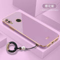 For Huawei Nova 3i Back Cover with Non-Slip Rope Pull Ring Shiny Plating Square Bumper Protective Case Camera Lens Protection Soft Silicone Shockproof Mobile Phone Cases. 
