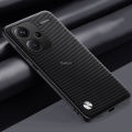 Quiberk for Xiaomi Redmi Note 13 Pro+ 5G Plus Matte Carbon Fiber PU Leather Shockproof Back Cover. 