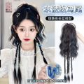 Dyed Blue Water Ripple Boxing Braid Ponytail Wig Braid Artificial Hair Dopamine Grip Waterfall Curly Hair High Ponytail. 