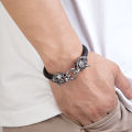 MKENDN Classic Animal Viking Double Dragon Wolf Head 316L stainless steel Men's Leather Bracelet Fashion Punk Jewelry Pulseras. 