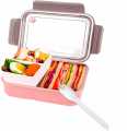 MSURE Bento Box Lunch Box and Kids, Adults, Takeaway Plastic Lunch Box and Food Storage Box, 3-Compartment Bento Style Food Container. 
