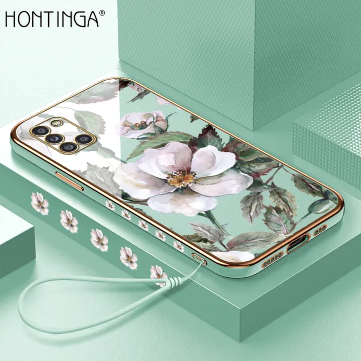 Hontinga%20for%20Samsung%20Galaxy%20A31%20Back%20Cover%20With%20Lanyard%20Luxury%206D%20Plating%20Shiny%20Flower%20Case%20Soft%20Silicone%20Square%20Mobile%20Cover%20-%20Image%202