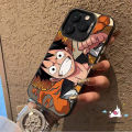 Fashion Trendy Brand Cool Luffy Zoro Couples Case Compatible for IPhone 15 11 14 12 13 Pro Max 15Plus XR X 14Plus XS Max Cartoon One Piece Electroplate Plating Metal Soft Tpu Cover. 