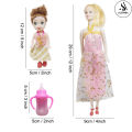 3 Pcs Dress Up Set Barbie Doll With Baby Doll & Feeder - Fashion Clothes Skirt Casual Clothes Suit Girl toys - Cute Barbie Beautiful Long Hair Doll Moveable Joints With Shoes and Flexible Body Gift Set For Girl - Dressing Will Be Random - 12 Inch. 