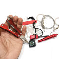 21 in 1 SOS Multifunctional emergency Survival Gear tool Kit | Multi-use Flashlight, compass, fire starter, hand saw, whistle , bottle opener. 