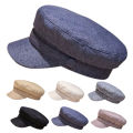 Solitary waves Cotton Linen Sailor Captain Caps Retro Breton Beret Cap Flat Top Newsboy Fisherman Hat Unisex. 