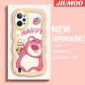JIUMOO For Realme C31 Case Cartoon Happy Milk Tea Bear Colorful Lovely Cream Wave Border Soft Clear Shockproof Phone Cases Creative Camera Transparent Casing Simple Silicone Protective Cover. 