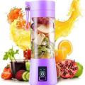 Portable Electric USB Juice Maker Juicer Bottle Blender Grinder Mixer,6 Blades Rechargeable Bottle with (Multicolor, 6 Blade). 