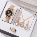 5pcs Women Butterfly Watch Necklace Set Elegant Luxury Quartz Watch Fashion Casual Wristwatch for Girl Ladies. 