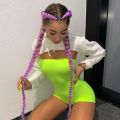 [Shesrim] Neon Green High Waist Tight Jumpsuit Fashion Slim Designer Sexy Sports Wrap Chest Jumpsuit Dropshipping Wholesale. 
