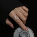 Trendy Initial Alphabet Letter Ring A-Z | Women's Silver Plated Adjustable Zircon Ring | Name Challa. 