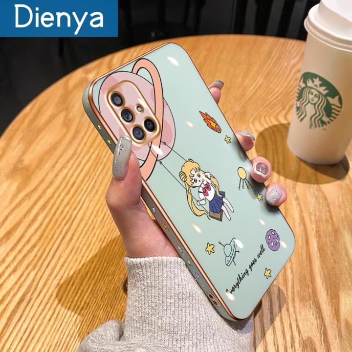 dienya For Samsung Galaxy A71 5G Case Side Soft Edge Square New Design Phone Cases Thin Plating Pattern Casing Cartoon Cute Sailor Moon Full Back Cover Camera Protection Shockproof Softcase