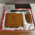 Customize Name & Picture Wallet Set with Pen, Key Chain & Message Plate. 