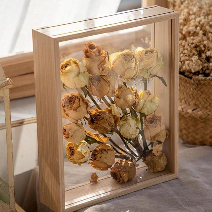 3D Photo Frame DIY Dry Flower Wood Frame Display Box Wall Mount Flower Specimen Storage Frame Home Decoration