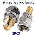 JXRF Connector 2pcs RF coaxial coax adapter F Type Female Jack to SMA Male Plug Straight F connector to SMA Connector. 