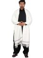 Kashmiri Dhussa & Pashmina Wool Shawl For Men (White-Black-Brown). 