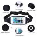Adjustable Sweatproof Mobile Waist Belly Belt Pouch Bag Case Cover with Transparent Clear View Touch Screen with headphone jack slot For Jogging Sports Running  Gym Workouts  Walking Exercise Hiking. 