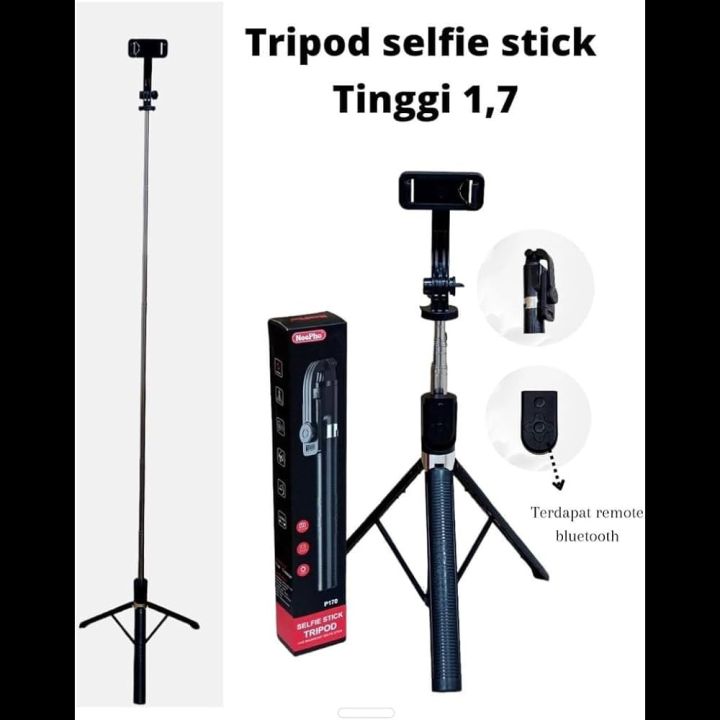 NeePho P170 Selfie Stick & Tripod - 240g, 5.5ft Extendable, 38cm Max Height, ABS+PC, For Phone/Camera/GoPro, Wired Remote Shutter