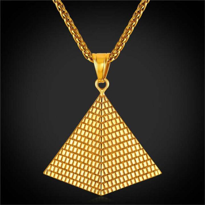 Egyptian Pyramid Necklace men 316L Stainless Steel wheat Chain women Egypt Jewelry Medallion collar necklace